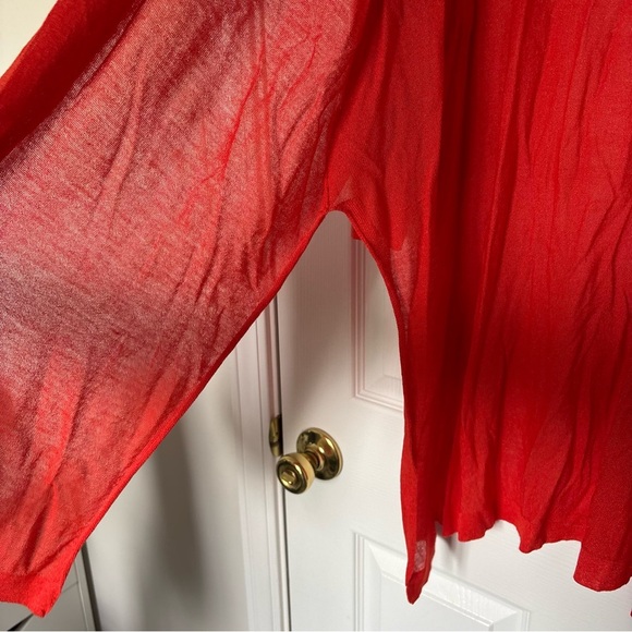 Chico's Sparkly Orange Peach Lightweight Long Cardigan Size 2 - Picture 6 of 7